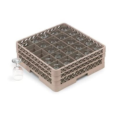 Vollrath Beige Glass Rack with 25 Compartments & 3 Extenders - Heavy Duty Commercial Kitchen Storage for Bars, Restaurants, and Catering Services