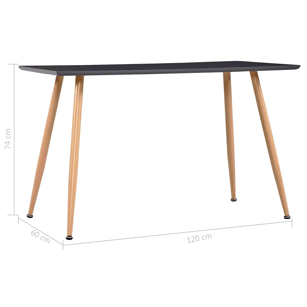 Modern Scandinavian Dining Table - Gray & Oak Finish, MDF Tabletop with Steel Legs, 47.2