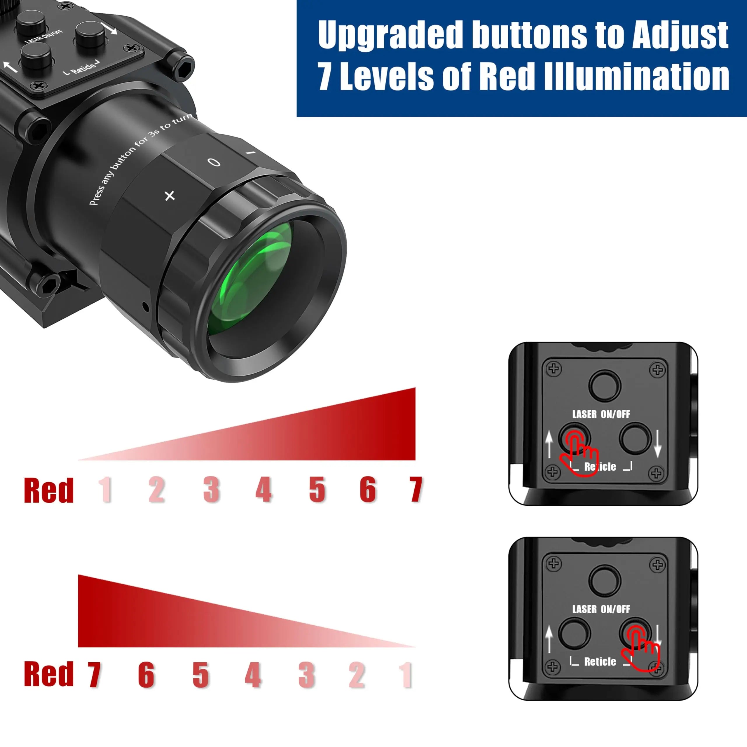 4X32 Prism Optics Rifle Scope with Red Laser - Glass Etched Reticle, 4X Magnification - Fits 20mm Free Mounts - Perfect for Hunting, Shooting & Tactical Use