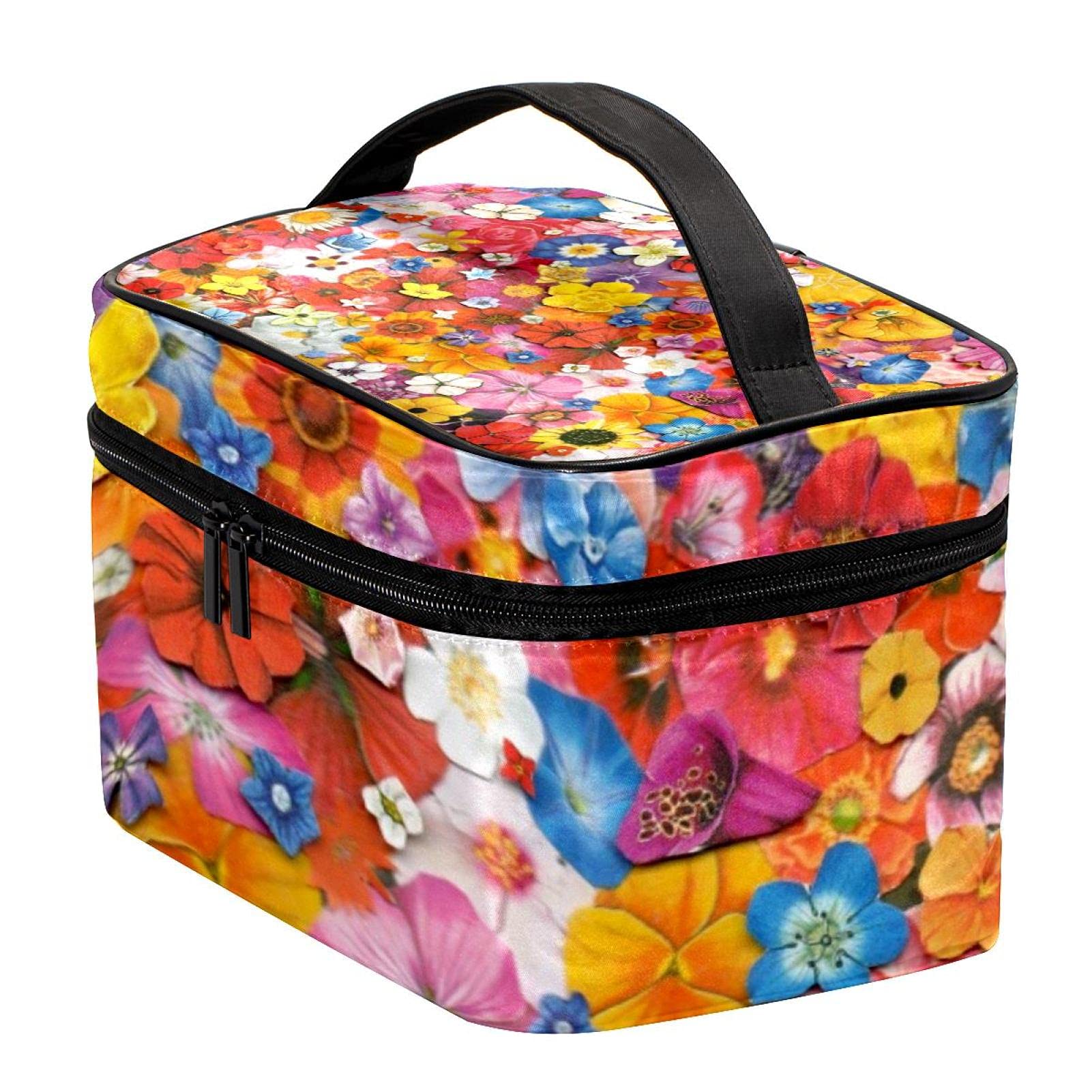 Floral Pattern Travel Makeup Bag - Large Cosmetic Organizer with Zipper for Women & Girls | Perfect for Vacation, Gym, and Daily Essentials Storage