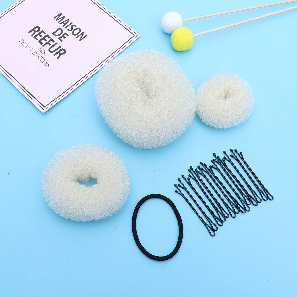 5 in 1 Hot Hair Donut Bun Ring Styler Maker with Hairpin Clip & Hair Band - Professional Hair Styling Accessories for Women (Beige) | Perfect for Updos, Ponytails & Special Occasions