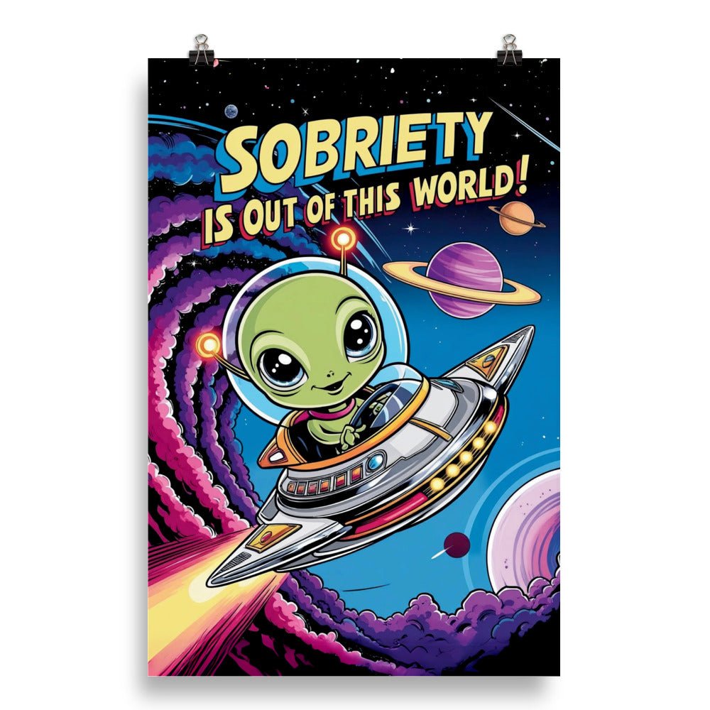 Sobriety Is Out of This World - Motivational Space Themed Poster Print for Home, Office & Classroom Decor