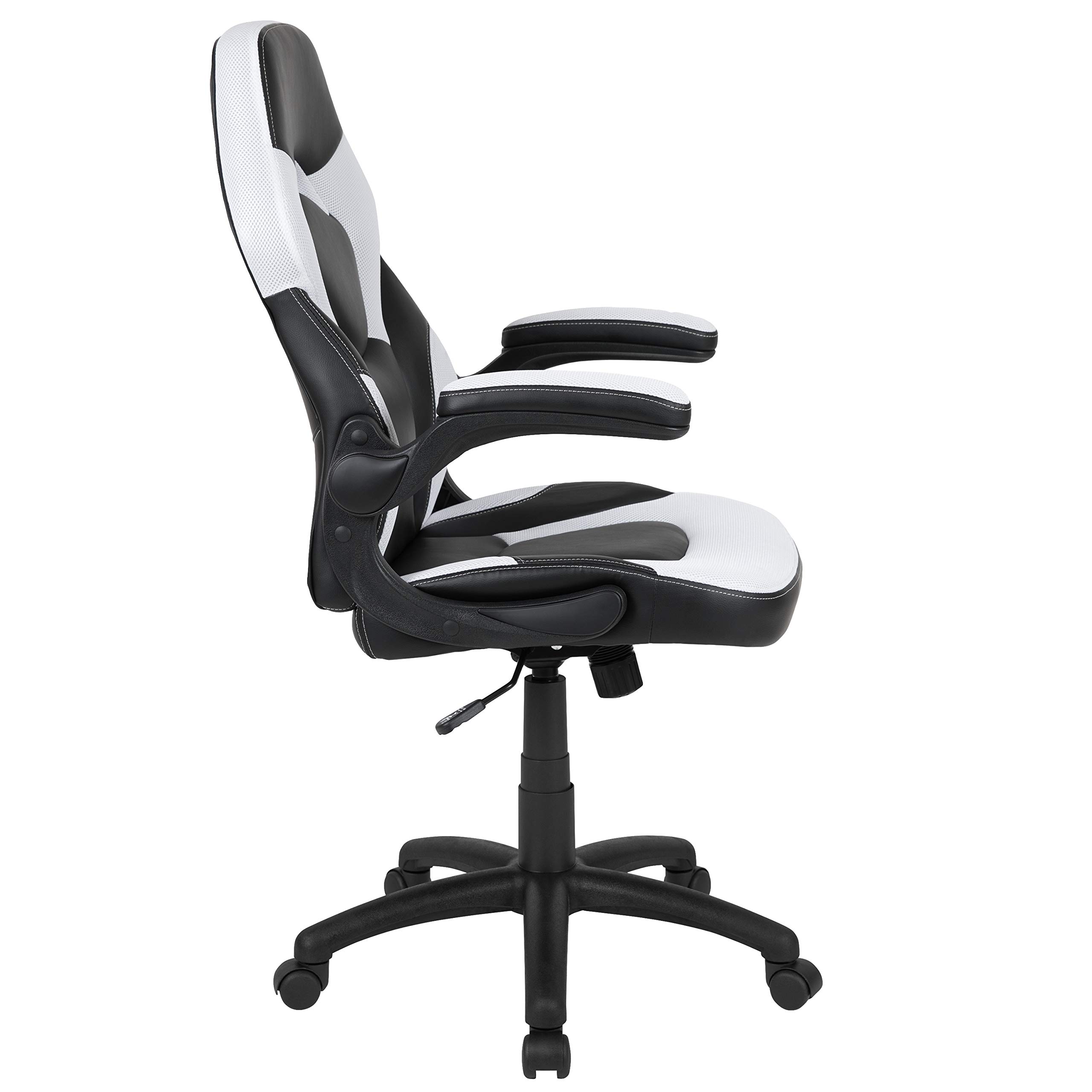 Flash Furniture X10 Ergonomic Gaming Chair - Adjustable Office Chair for PC & Gaming Setup with Lumbar Support, White/Black PU Leather - Perfect for Esports, Streaming & Long Work Sessions