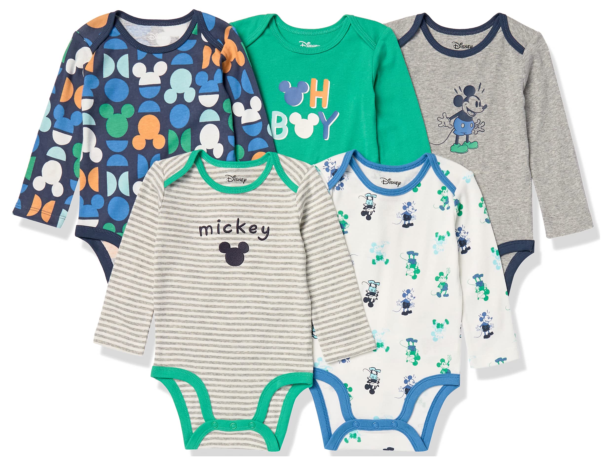 Disney Marvel Star Wars Baby Boys' Long-Sleeve Bodysuits 5-Pack | Soft Cotton Infant Onesies | Cute Character Outfits for Newborns & Toddlers | Perfect for Playtime, Photo Shoots & Everyday Wear