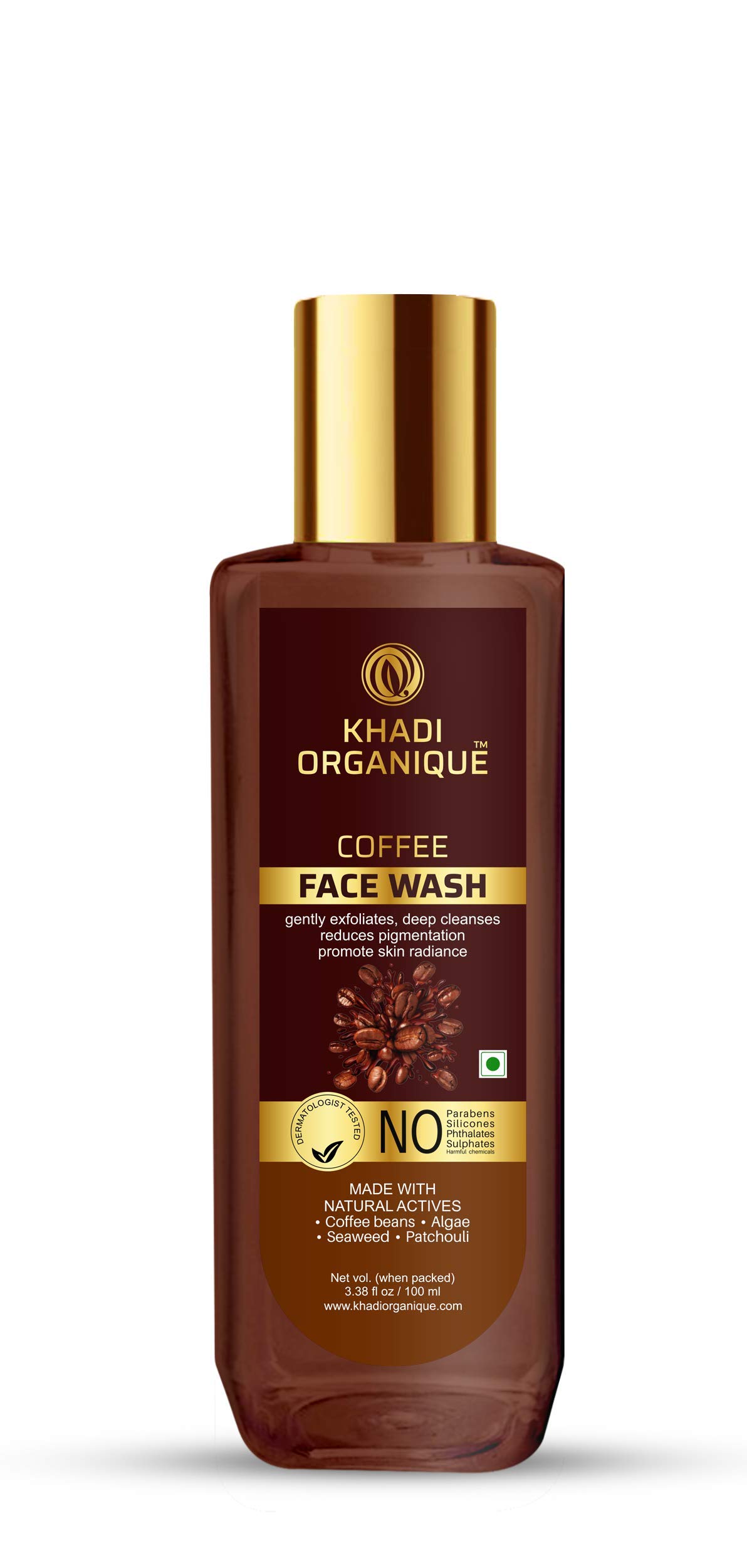 Khadi Organique Coffee Face Wash for Glowing Skin - Natural & Organic Facial Cleanser for Brightening & Radiance | Perfect for Morning Skincare Routine & Detoxifying Skin