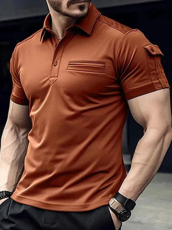 Men's Polo Shirt with Chest Pocket - Comfortable Casual Short Sleeve Shirt for Golf, Work & Everyday Wear