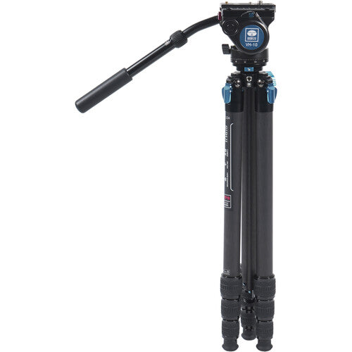 SIRUI ST 224 Quick Release Carbon Fiber Tripod with VH 10 Video Head - Lightweight Professional Camera Tripod for DSLR, Mirrorless, Video Cameras - Perfect for Travel, Vlogging, Photography & Filmmaking