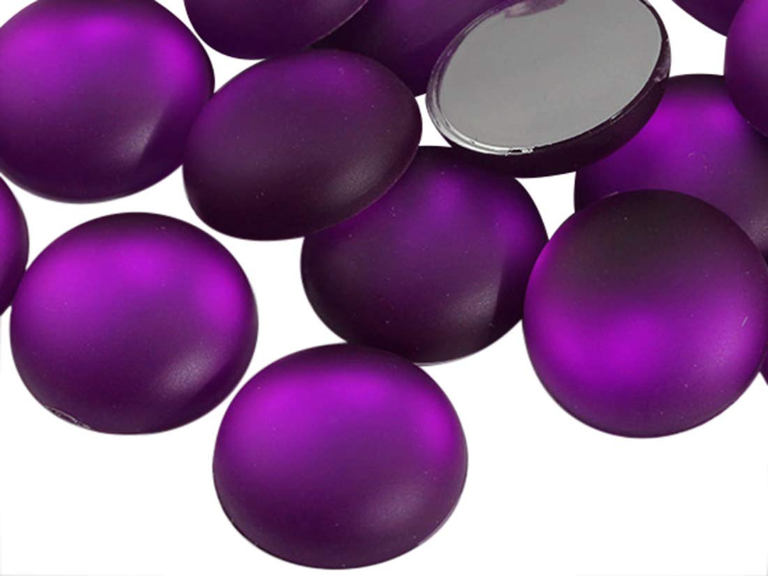 15mm Round Flat Back Frosted Acrylic Cabochons - 25pcs Purple Amethyst Rhinestones for Jewelry Making, Crafts, Cosplay, Card Embellishments | DIY Costume Accessories & Nail Art Decorations