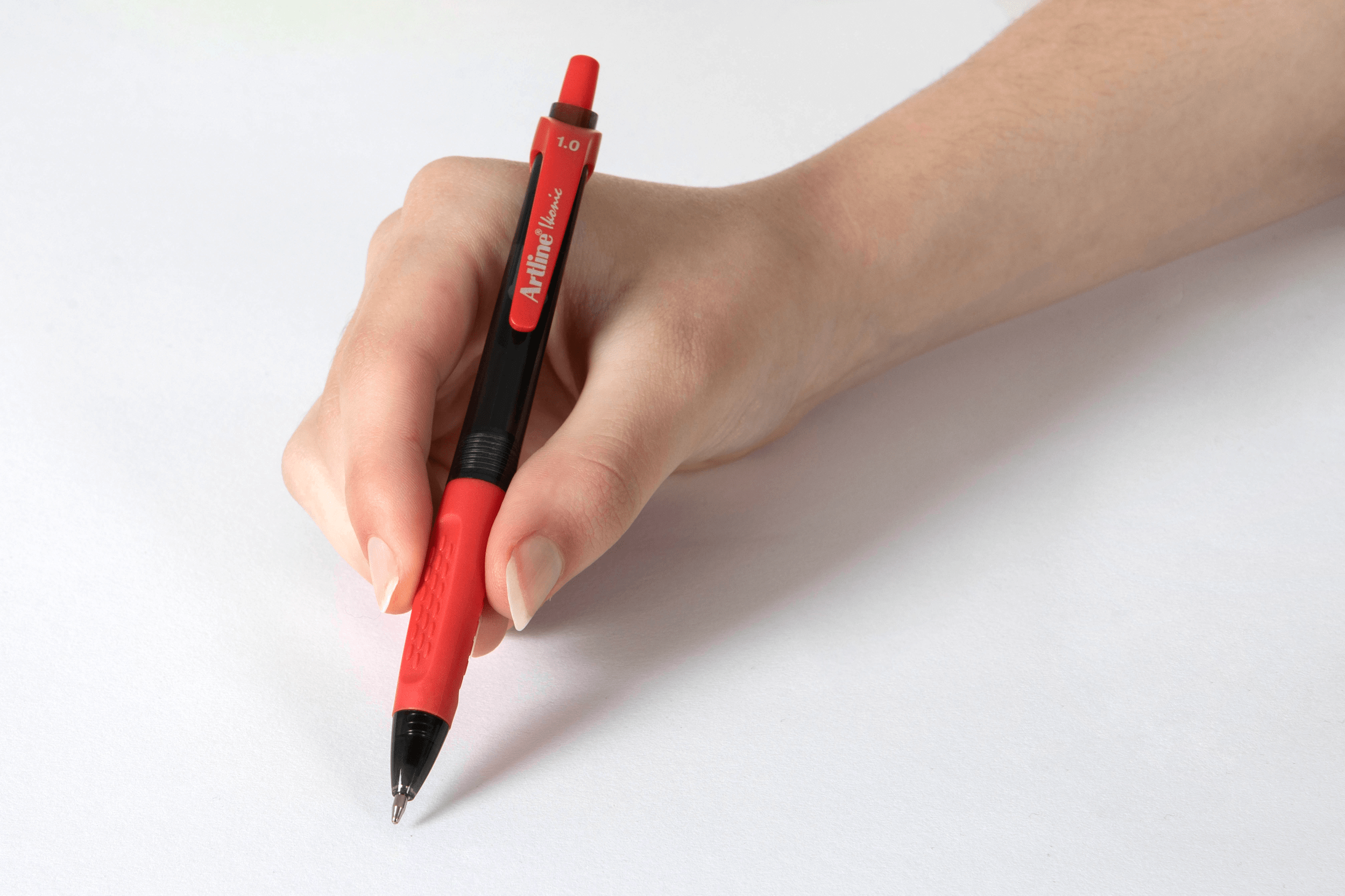 Artline 8410 Retractable Grip Medium Ballpoint Pens - 12 Pack (Red) - Smooth Writing for Office, School & Home Use