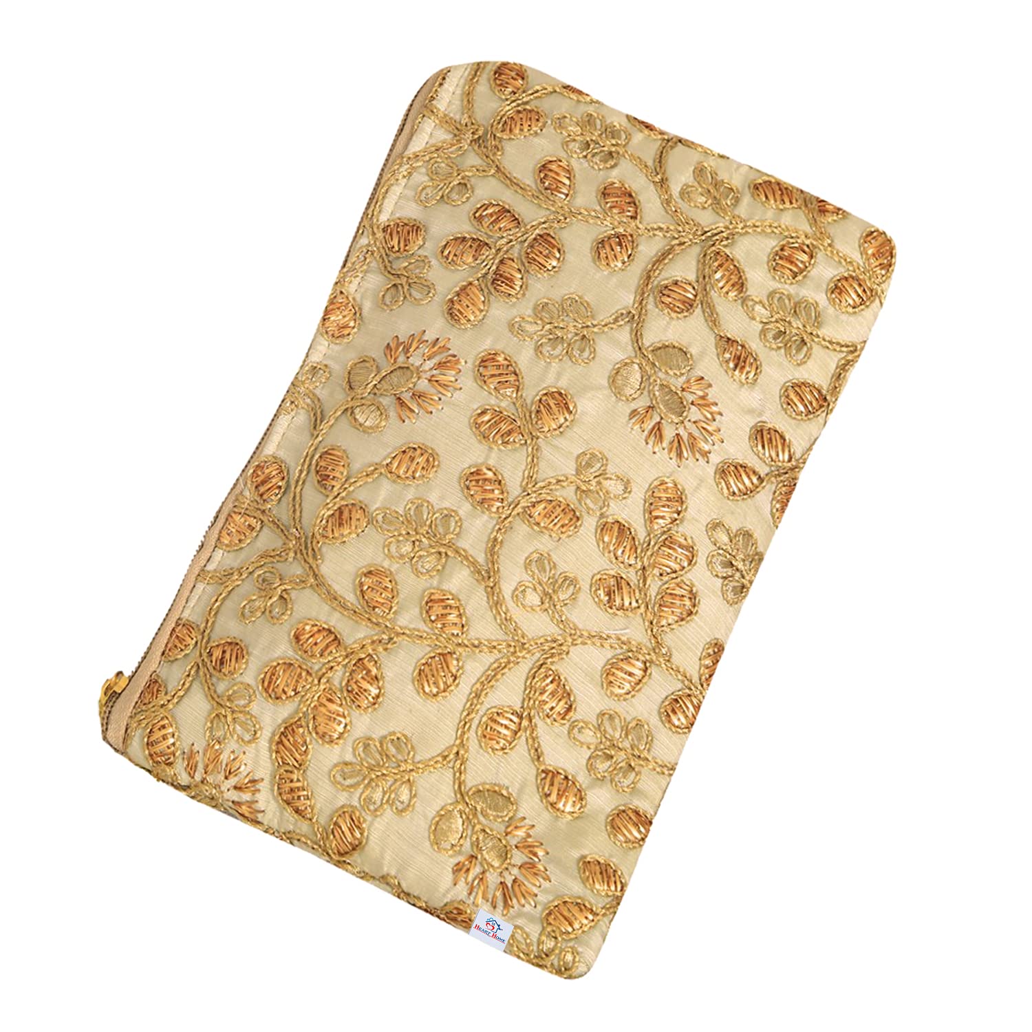 Heart Home Embroidery Handmade Women's Wallet - Cream Clutch Purse with Floral Design | Perfect for Weddings, Parties & Everyday Use (HS39HEARTH022027)