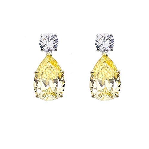 Luxury High-Quality Cubic Zirconia Yellow Diamond Earrings for Women - 925 Sterling Silver Fashion Jewelry, Perfect Anniversary Gift for Her - Elegant for Parties, Weddings & Special Occasions