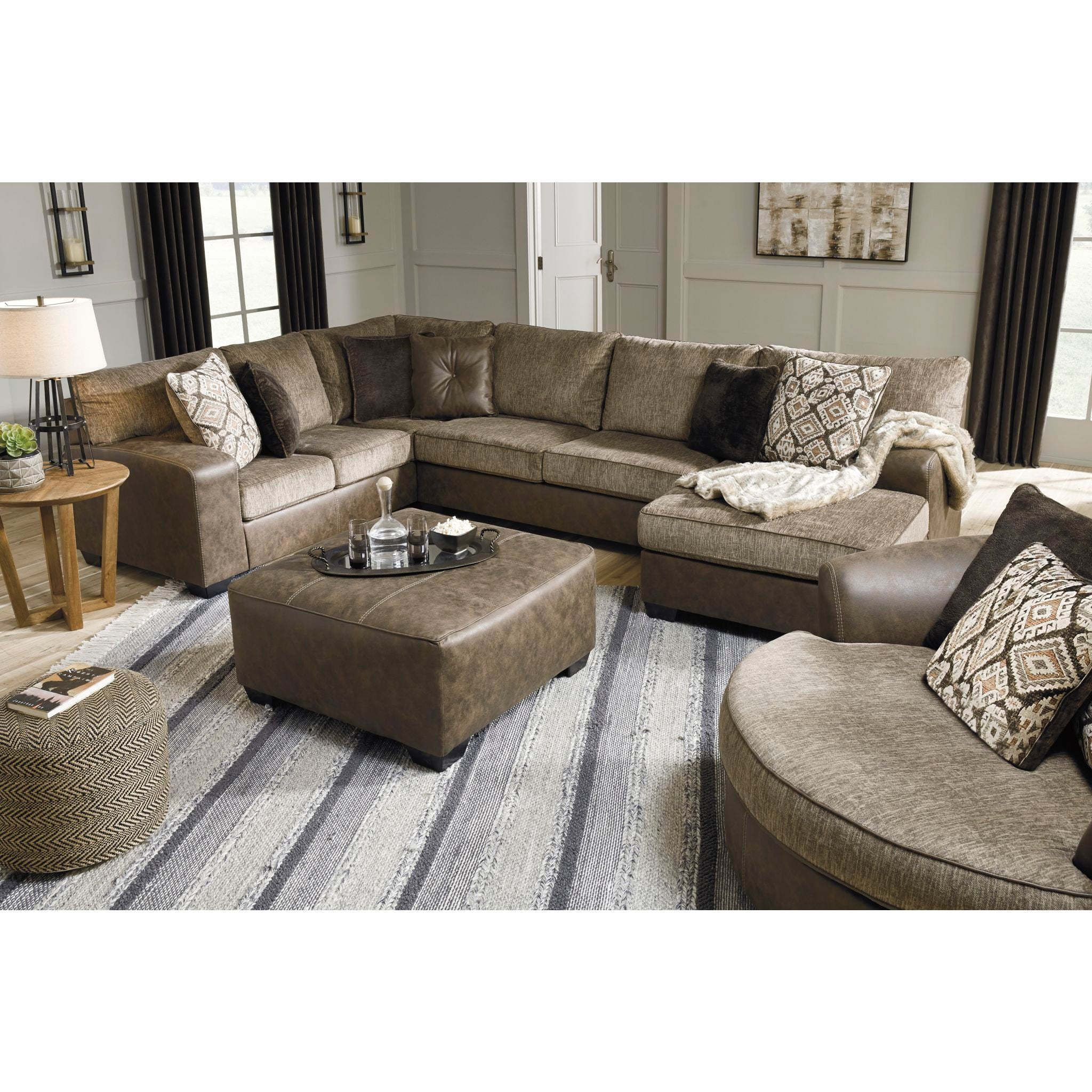 Luxury Abalone Oversized Accent Ottoman in Rich Chocolate Brown - Perfect for Living Room, Bedroom & Home Decor