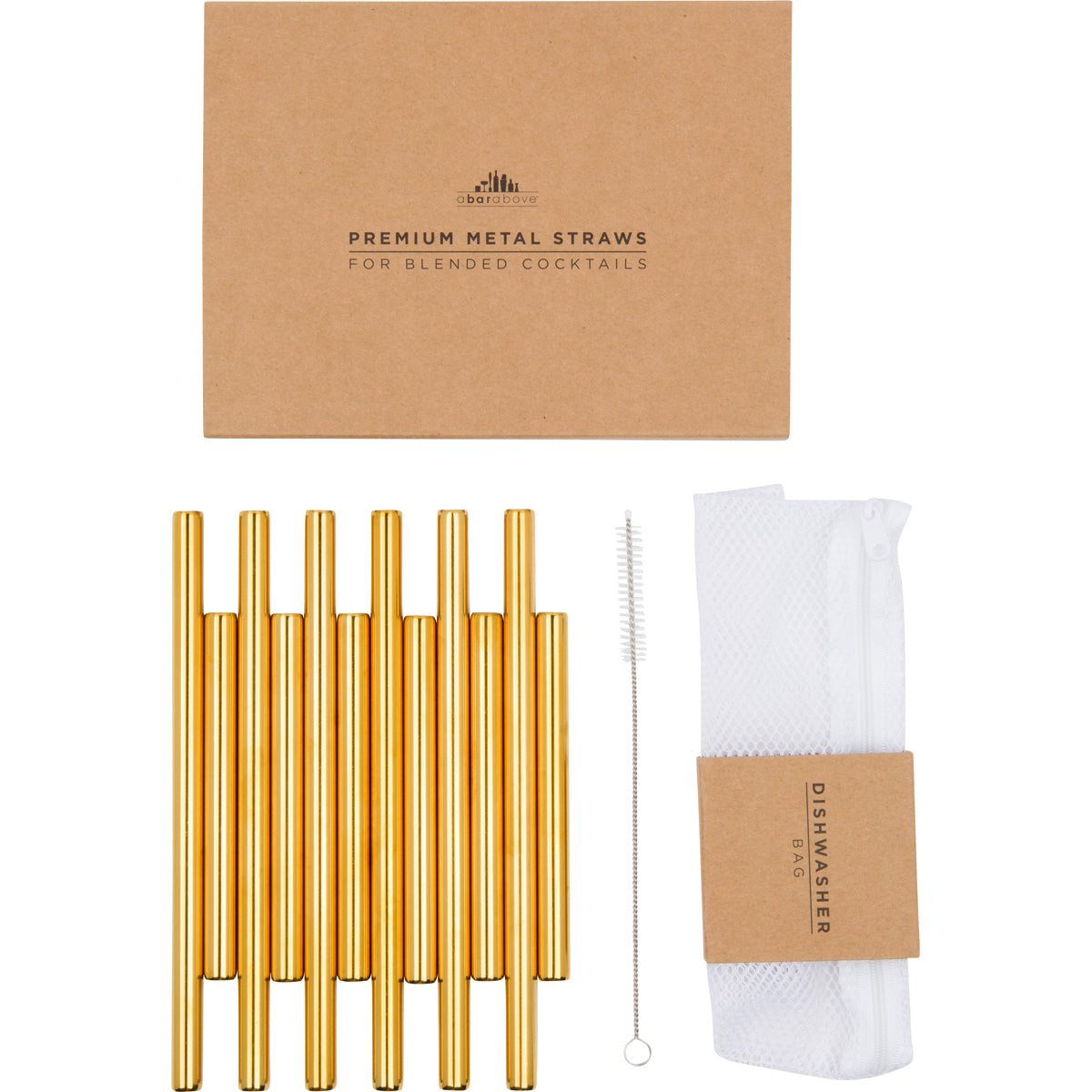 Premium Gold Metal Cocktail Straws - Reusable Drinking Straws for Parties, Bars & Home Use - Elegant Stirring & Sipping Accessories for Cocktails, Smoothies & Iced Beverages