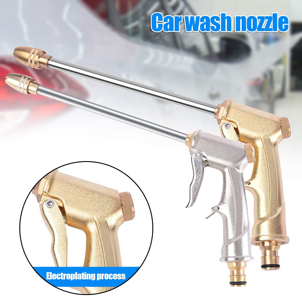 VALINK Heavy Duty Brass Garden Hose Nozzle - High Pressure Water Spray Gun for Lawn, Car Washing, Gardening & Outdoor Cleaning - Durable Metal Spray Nozzle with 8 Adjustable Patterns