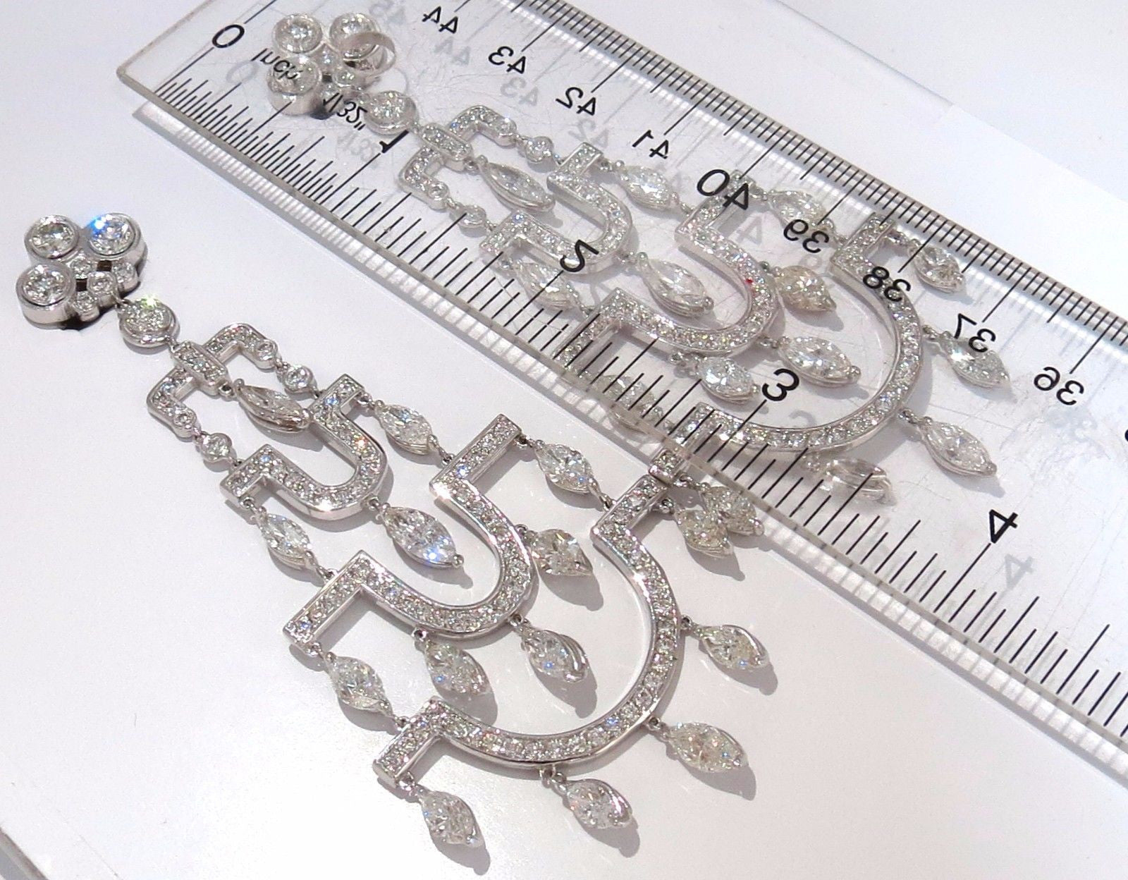 16.00ct Natural Diamond Deco Long Chandelier Dangle Earrings for Women - Elegant Vintage Style Drop Earrings for Parties, Weddings & Special Occasions