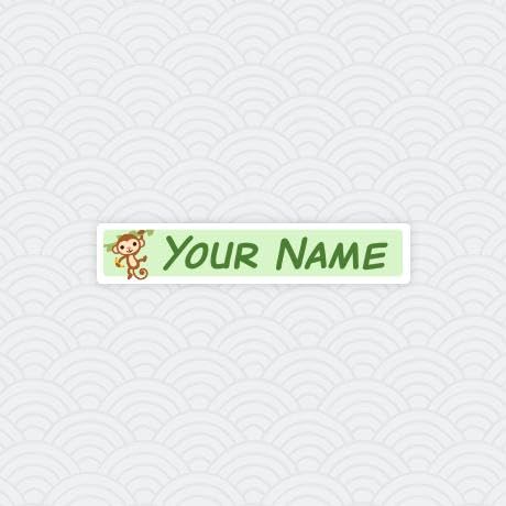 Personalized Name Labels - Waterproof, Durable Peel & Stick Skinny Labels (80-Pack, Monkey Theme) - Perfect for School Supplies, Kids' Lunch Boxes & Water Bottles