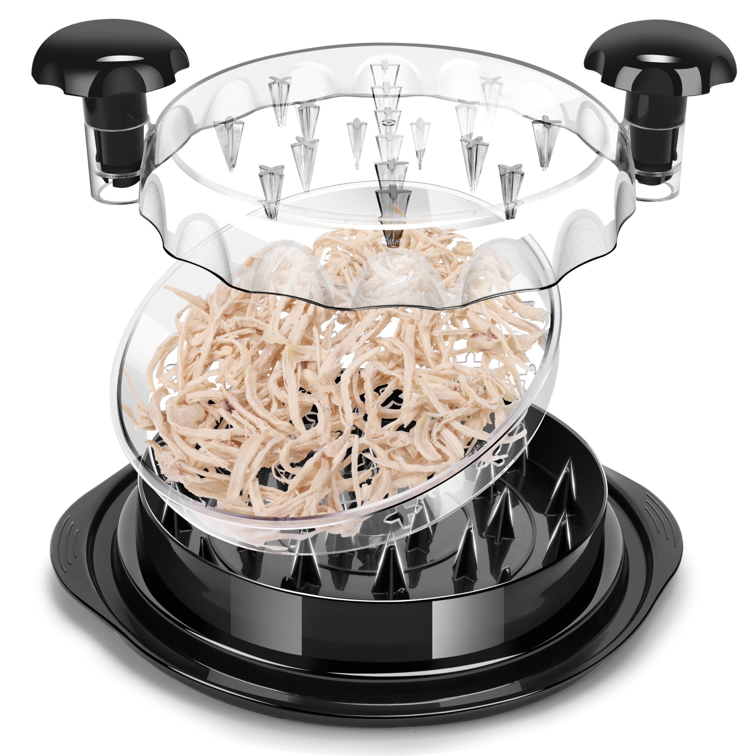 Professional Chicken Shredder Tool - Effortless Meat Shredder with Twist Function, Transparent Lid & Non-Slip Grip - Perfect for Pulled Chicken, Tacos, Sandwiches & Meal Prep