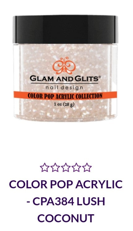 GLAM AND GLITS COLOR POP COLLECTIONS CPA384 - 1 oz LUSH COCONUT Hair & Nail Polish - Perfect for Salon, Home Manicures & Tropical Themed Parties
