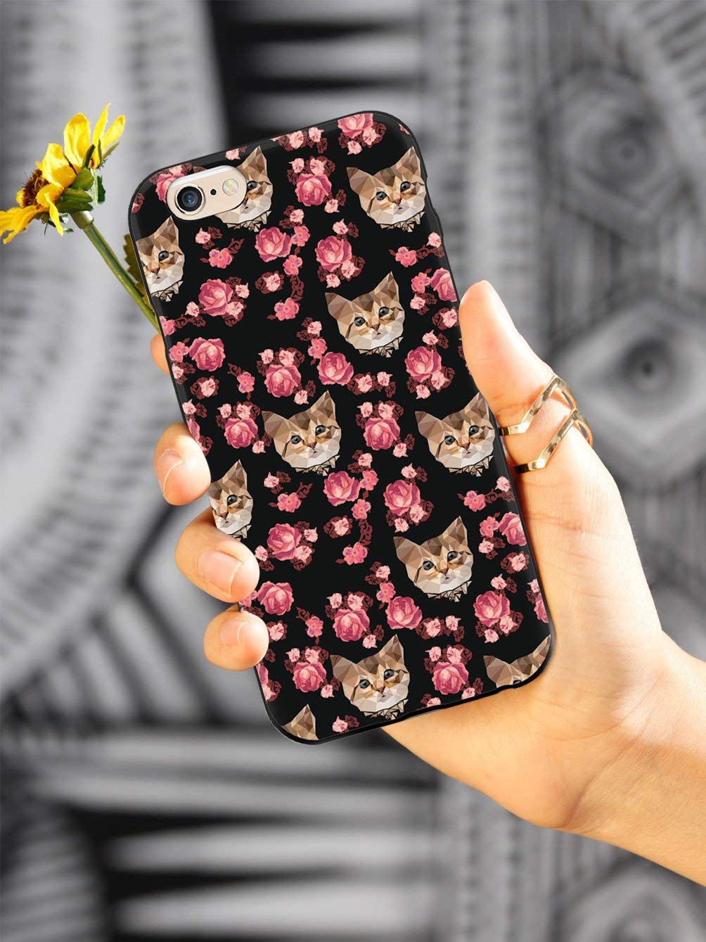 Premium 3D Textured Protective Phone Case for Apple iPhone XR - Roses & Kittens Design - Shockproof Slim Fit Cover - Perfect for Daily Use, Travel & Outdoor Activities