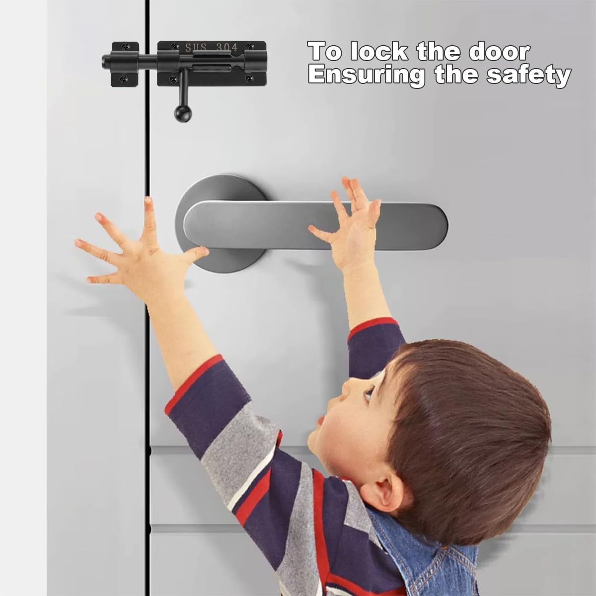 6 Inch Black 304 Stainless Steel Barrel Bolt Door Latch with Padlock Hole - Heavy Duty Slide Lock for Gates, Sheds & Barn Doors - Weatherproof Security Lock for Outdoor Use