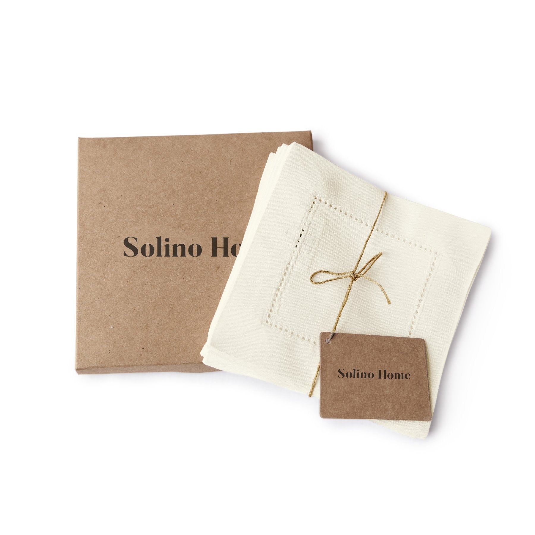 Premium Cotton Linen Hemstitch Cocktail Napkins - 12 Pack Elegant Dinner Napkins for Parties, Weddings & Home Decor - Absorbent & Reusable Beverage Napkins for Drinks & Appetizers
