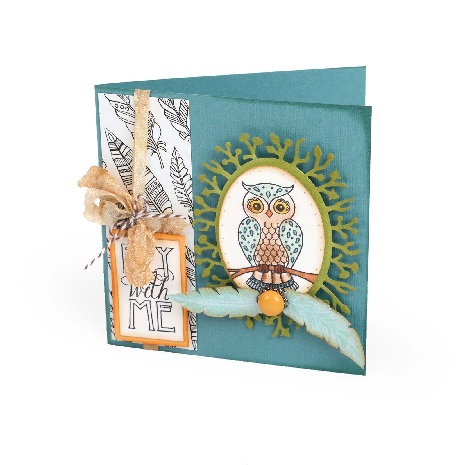 Sizzix 661141 Owl & Feathers Clear Stamps by Jen Long - Perfect for Scrapbooking, Card Making & DIY Craft Projects