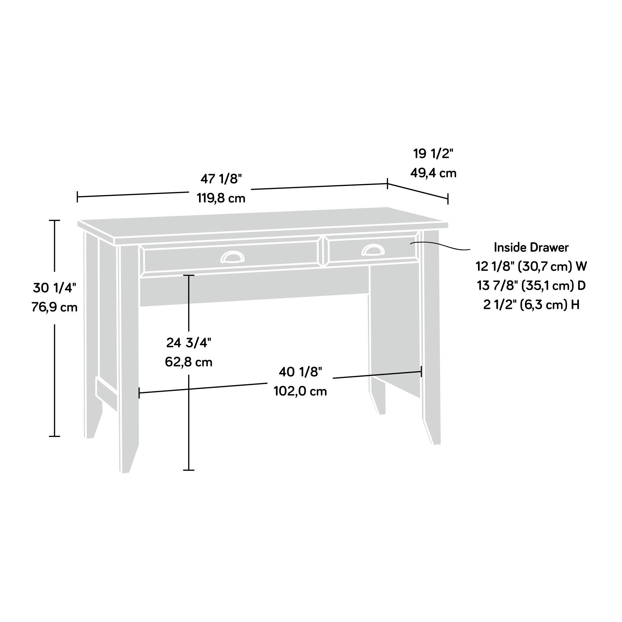 Sauder Shoal Creek Small Work Study Computer Desk for Home Office, Laptop Desk with Compact Size 47.17