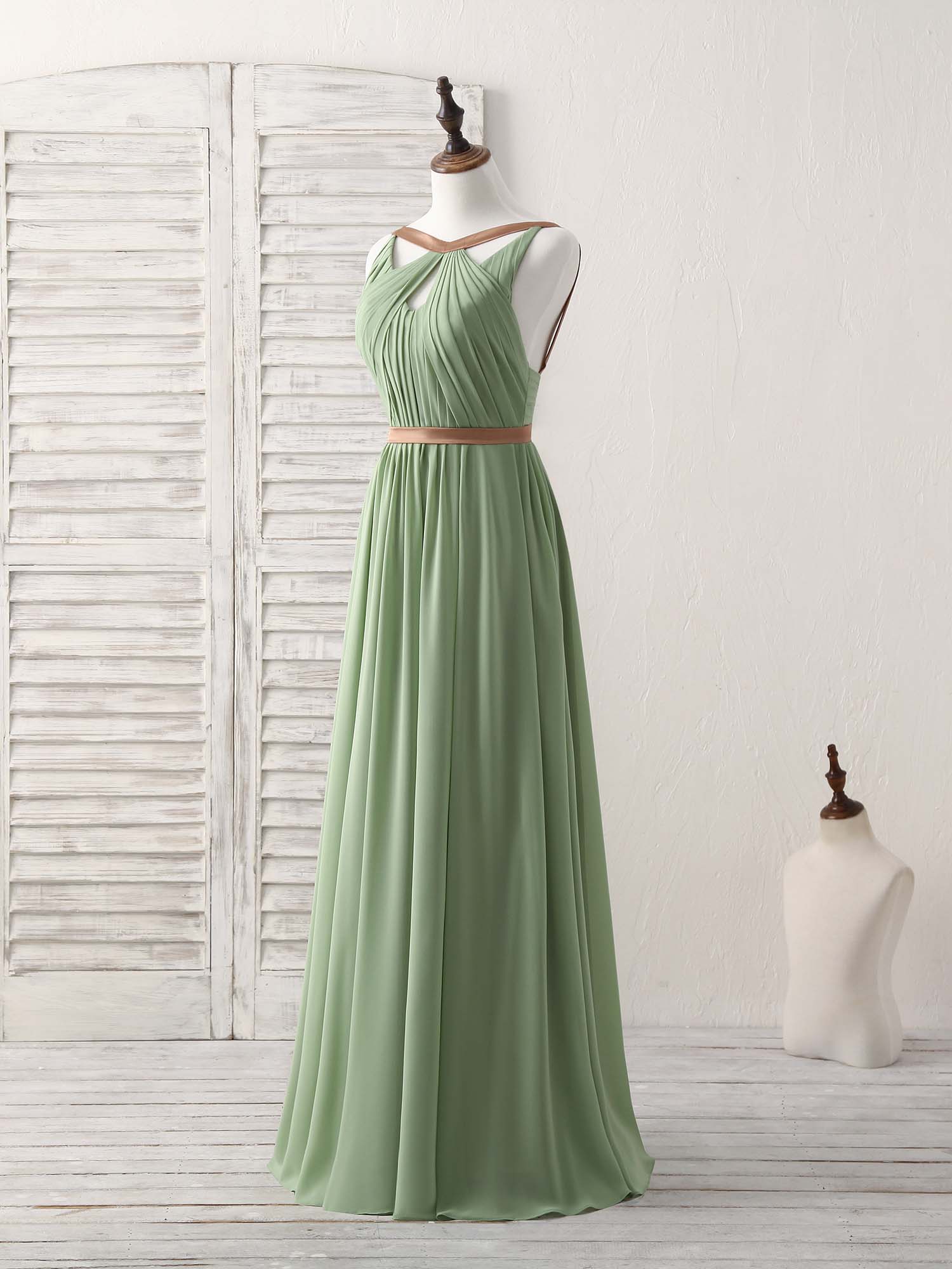 Elegant Green Chiffon Long Prom Dress | Formal Evening Gown for Bridesmaids & Homecoming | Perfect for Weddings, Parties & Special Occasions