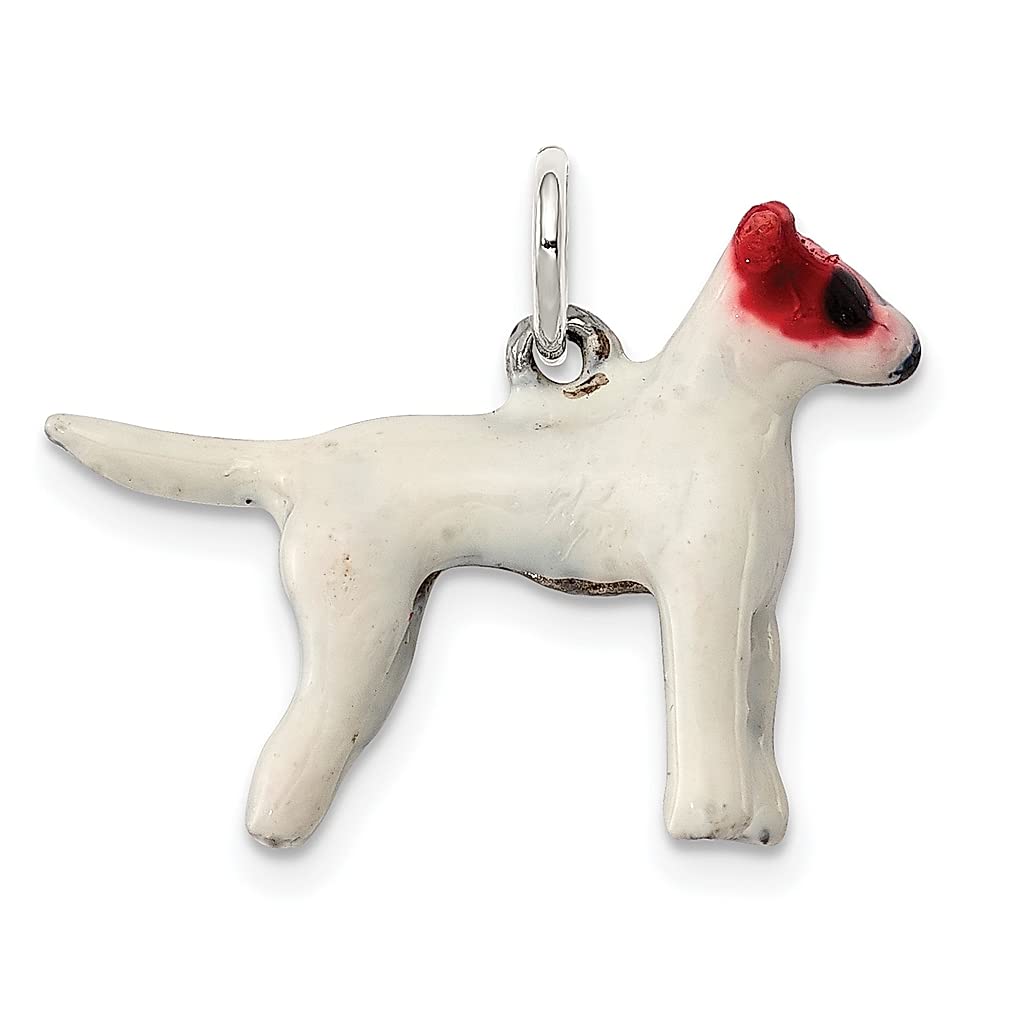 925 Sterling Silver Enameled Jack Russell Charm Necklace - Cute Dog Pendant Jewelry for Women - Perfect Birthday Gift for Her - Great for Casual Wear & Special Occasions