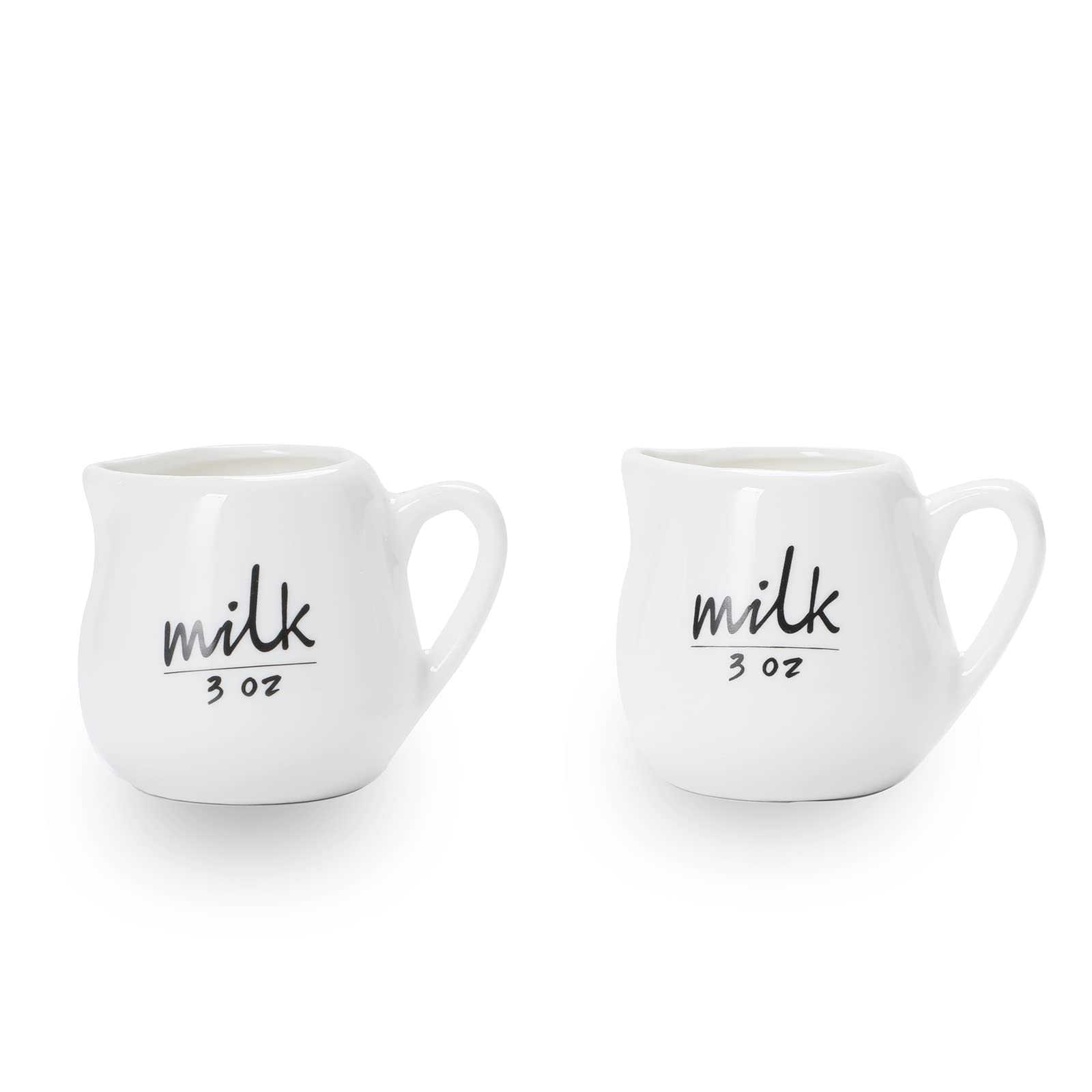 Ceramic Creamer Pitcher with Handle - 3-Ounce Milk & Coffee Creamer Jug for Coffee, Tea, Sauce - Microwave Safe White Ceramic Pitchers (Set of 2) - Perfect for Breakfast, Tea Parties & Kitchen Decor