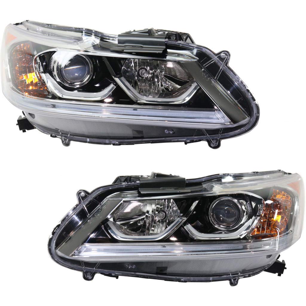 2017 Honda Accord Headlight Assembly Pair - Driver & Passenger Side | Compatible with Hybrid Models | Part Numbers HO2502177 & HO2503177 | OEM 33150T2AA91 & 33100T2AA91 | Perfect for Night Driving & Foggy Conditions