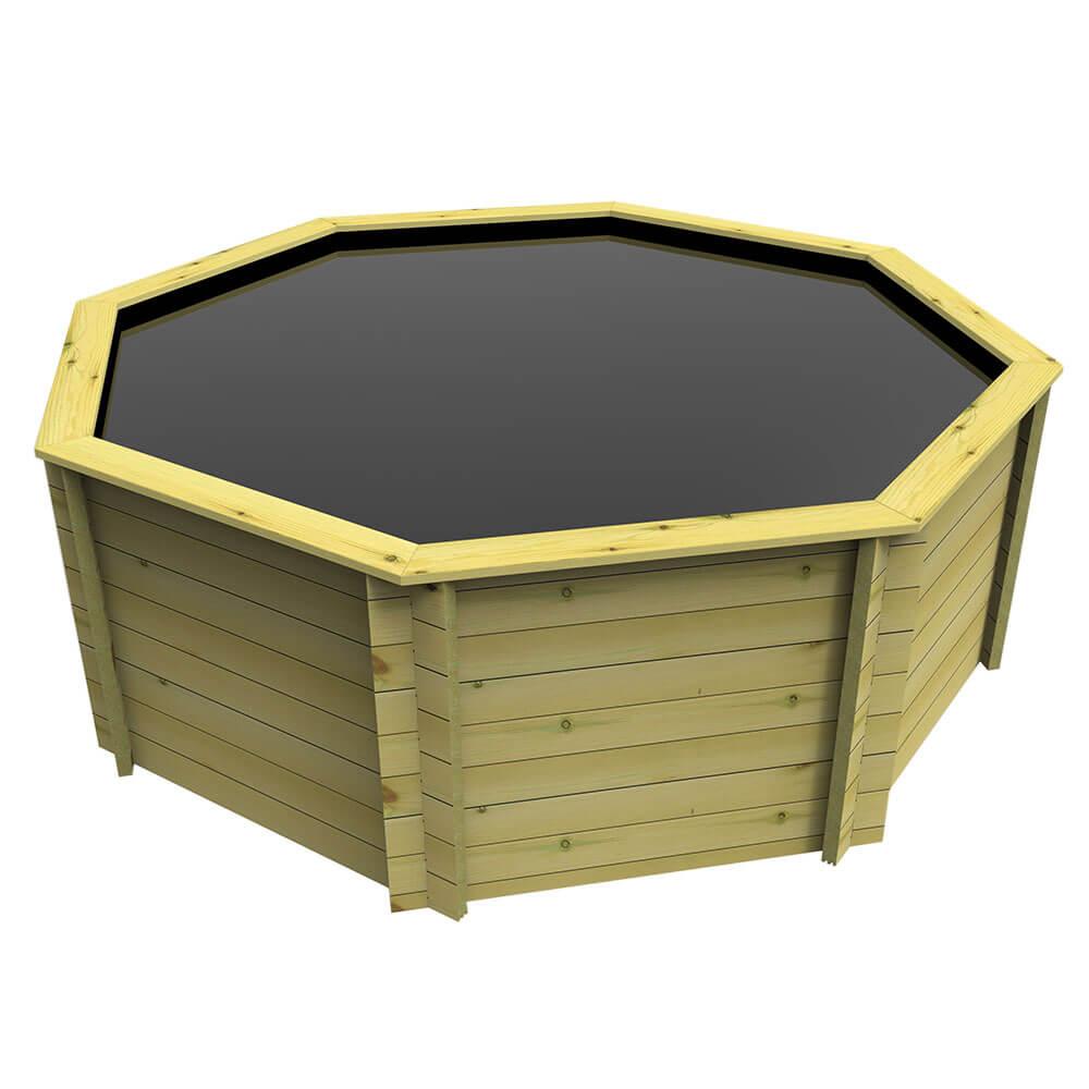 Premium 10ft Octagonal Wooden Koi Pond - Natural Garden Water Feature for Outdoor Landscaping | Perfect for Backyard Decor, Zen Gardens & Fish Keeping