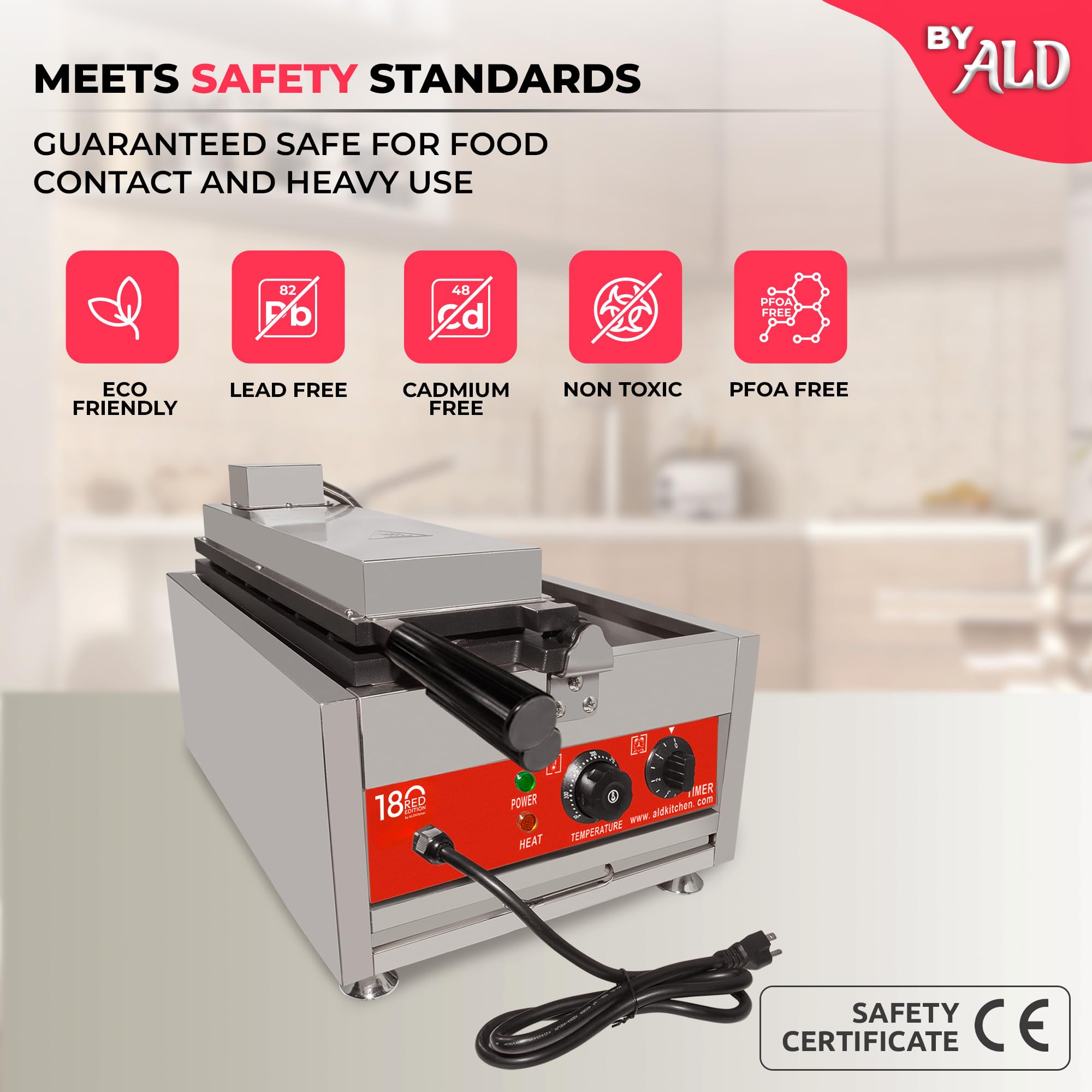 ALDKitchen Commercial Taiyaki Fish Waffle Maker - Nonstick Baking Iron for 6 Fish-Shaped Pancakes - 110V Electric Waffle Machine for Home, Cafes & Street Food Business