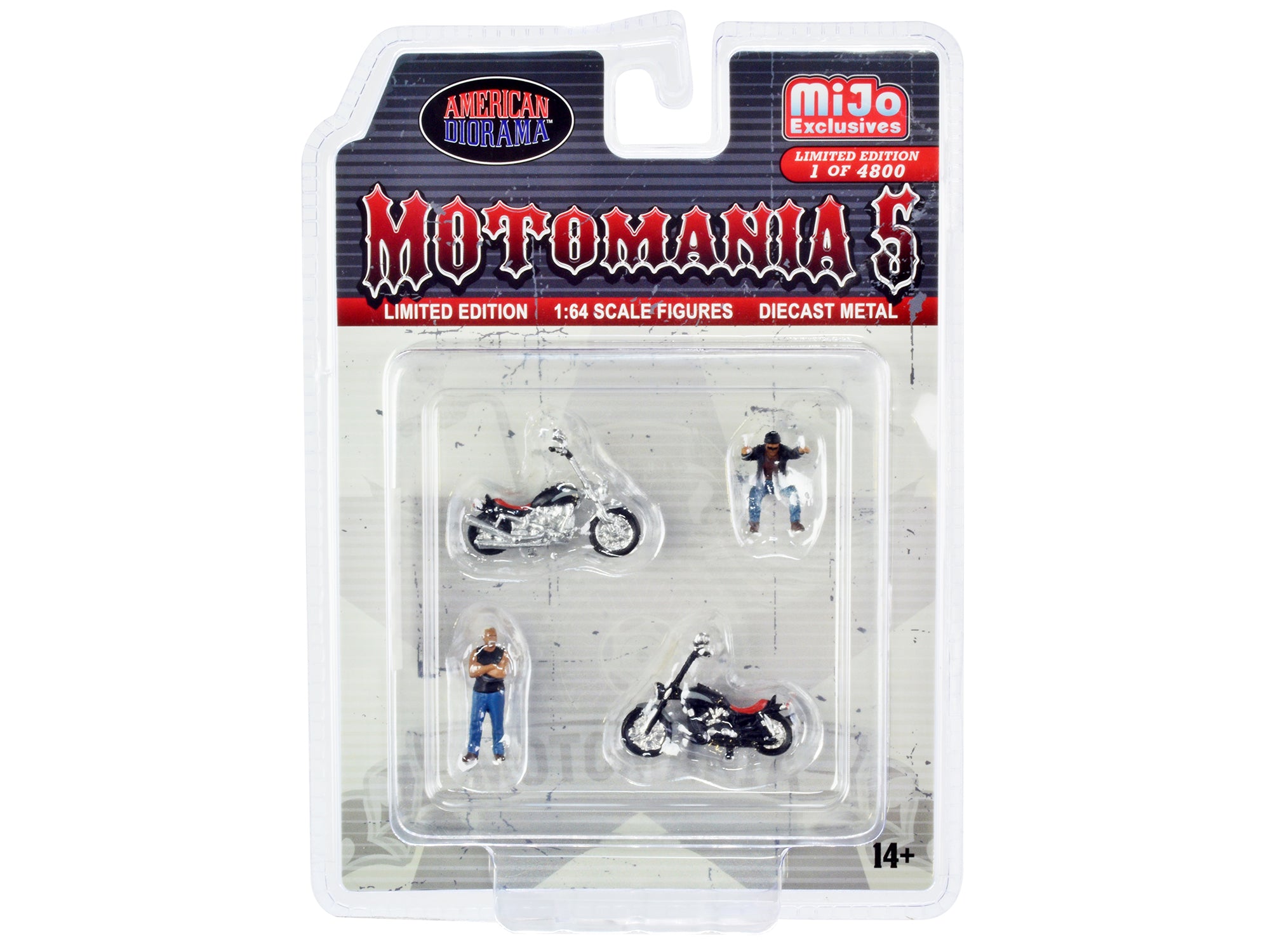 Motomania 5 Diecast Set - 1/64 Scale Limited Edition (2 Figures & 2 Motorcycles) - Only 4800 Pieces Worldwide - Perfect for Model Collectors & Diorama Displays