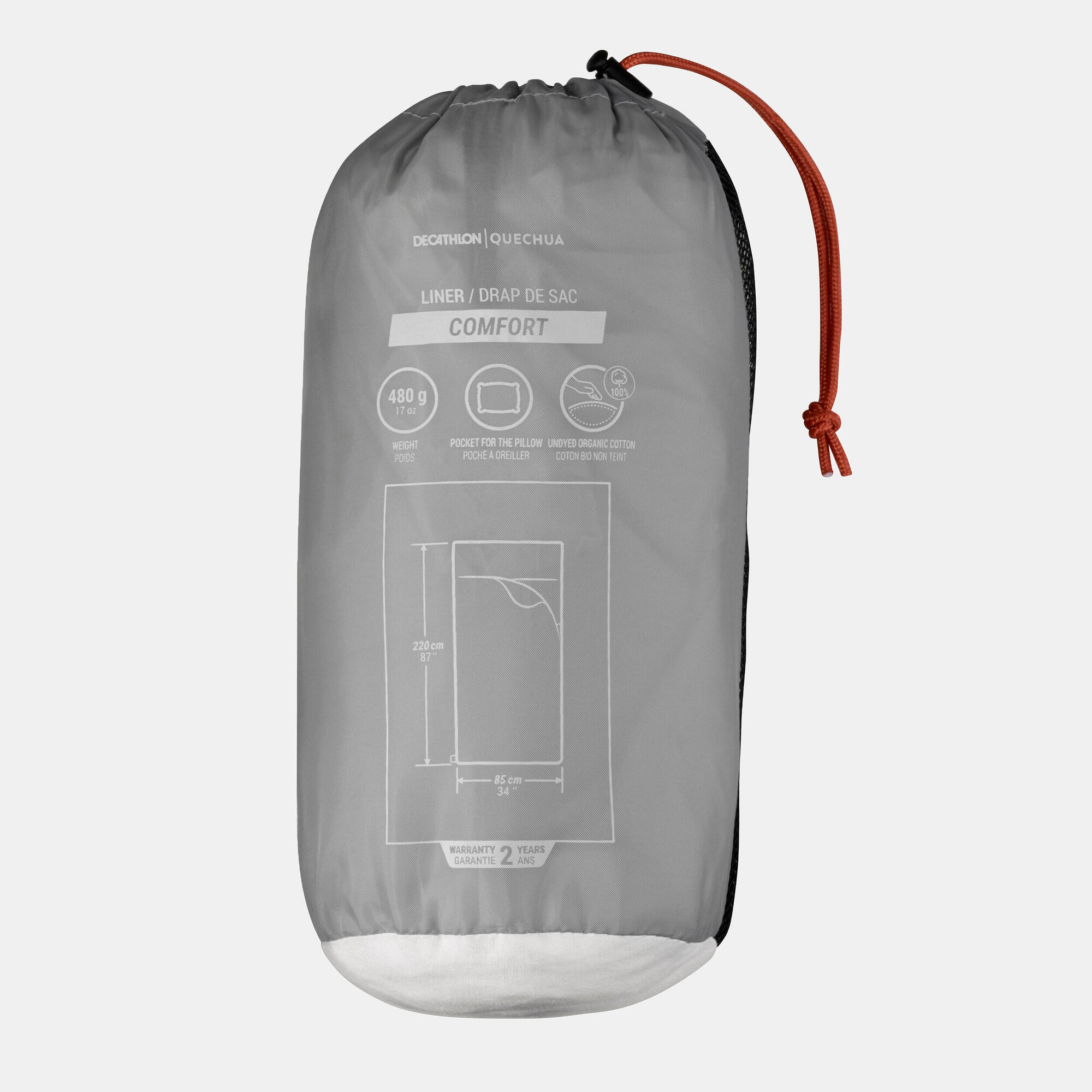 Quechua Cotton Sleeping Bag Liner - Lightweight & Breathable Travel Accessory for Camping, Hiking & Backpacking