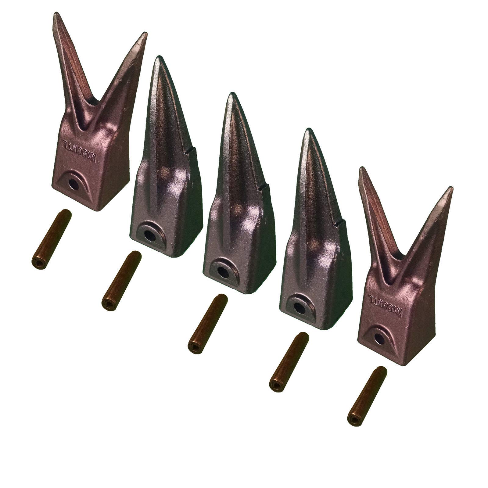 Hensley Style Tiger & Twin Tiger Bucket Teeth with Roll Pins - X156TL & X156WTL Replacement Parts for Excavator Buckets - Heavy Duty Digging & Construction Equipment Accessories