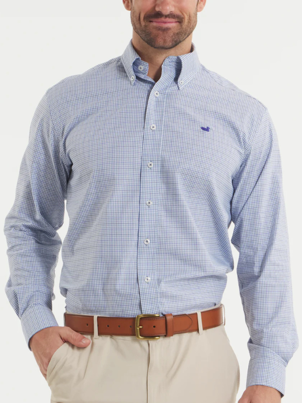 Southern Marsh Dyer Performance Gingham Dress Shirt - Sage & Slate - Comfortable & Stylish Men's Button Down for Office, Business Casual & Outdoor Events