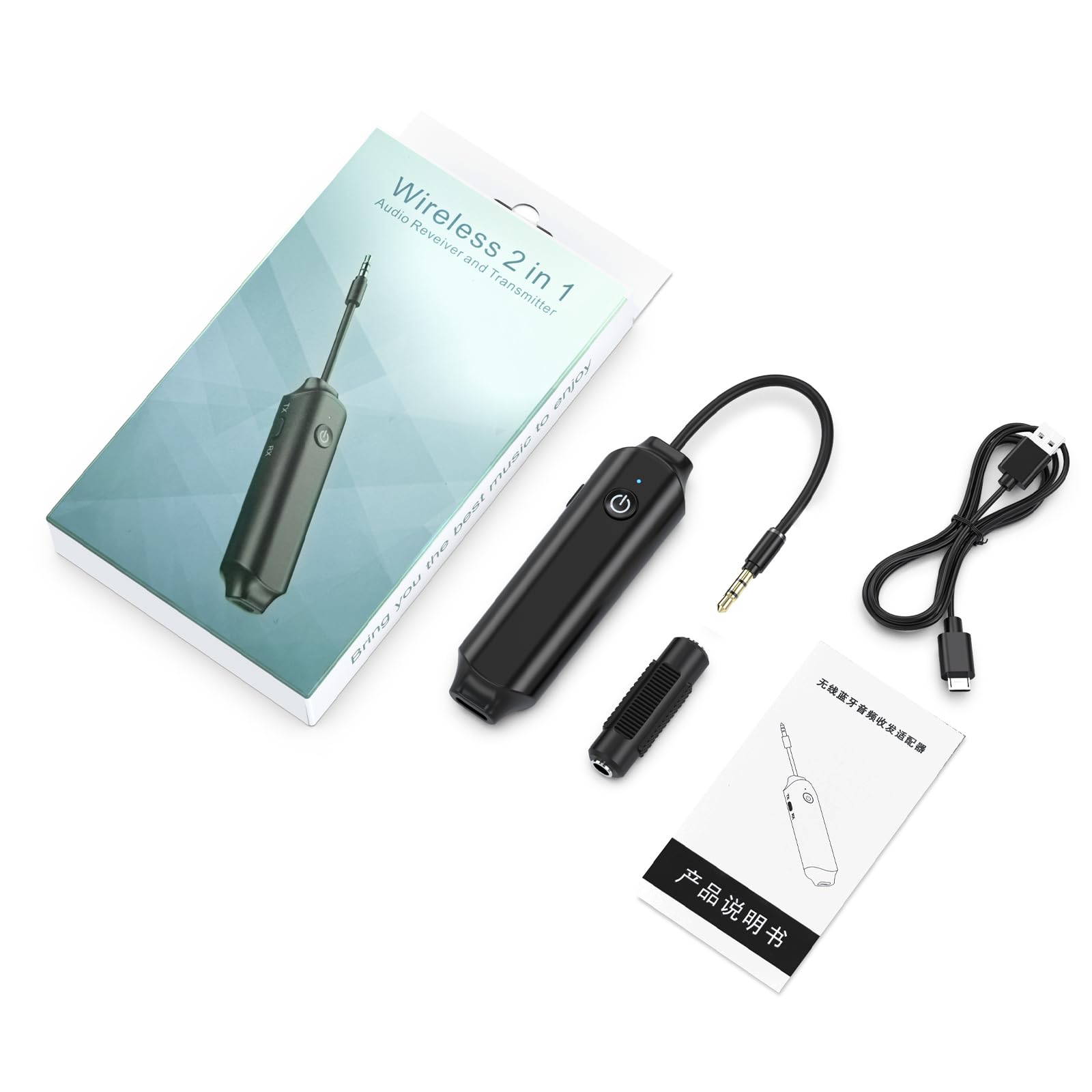OQIMAX Bluetooth 5.0 Car Audio Adapter - Wireless 3.5mm AUX Bluetooth Transmitter & Receiver with Noise Cancellation, Low Latency for Car, Home, Travel - Compatible with Headphones, TV, Speakers & Stereo Systems | Perfect for Commuting, Gaming & Home Entertainment