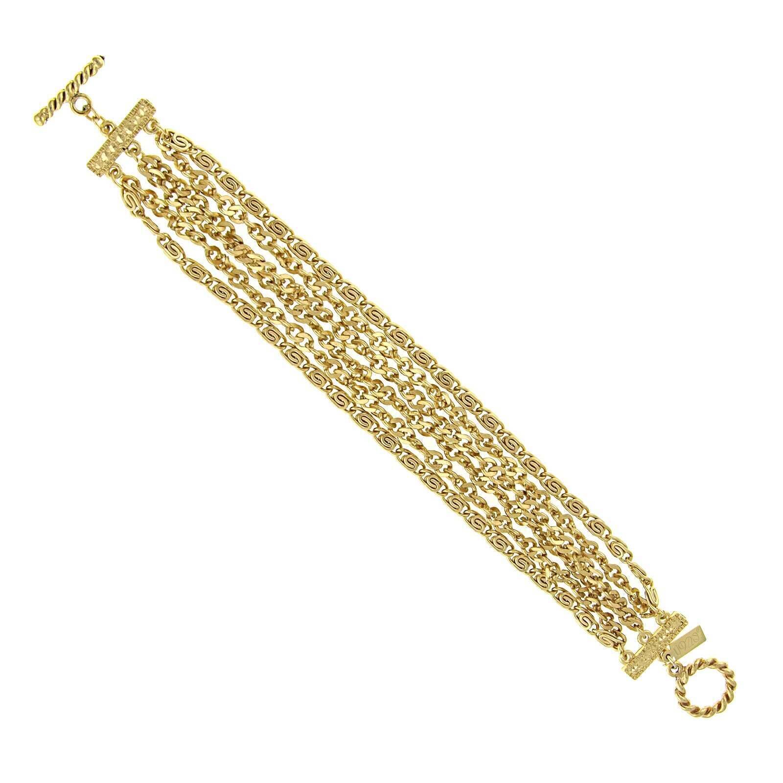 1928 Gold Swag & Scroll Multi-Chain Toggle Bracelet for Women - Vintage Inspired Jewelry for Parties, Weddings & Special Occasions