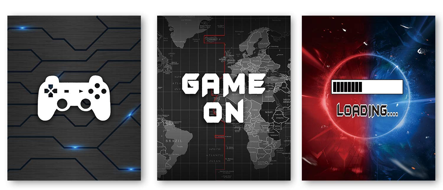Funny Gaming Poster Set of 3 - 8x10 Inch Unframed Video Game Wall Art Prints for Gamer Room Decor | Perfect for Boys Bedroom, Game Room & Man Cave Wall Decor