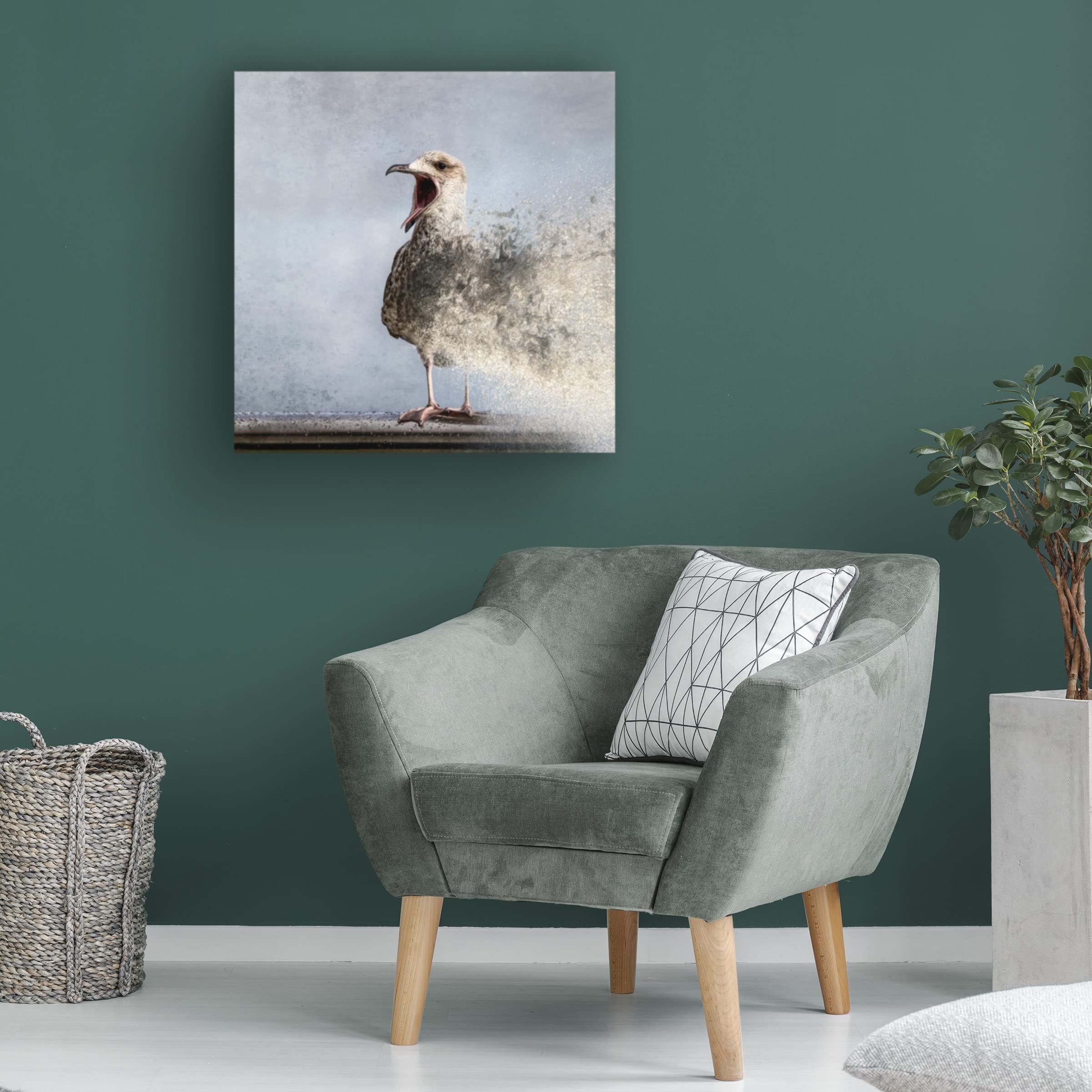 Bruno Flour 'Waterbird' Canvas Wall Art Print - Modern Nature Home Decor for Living Room, Bedroom & Office - Handmade Fine Art Painting
