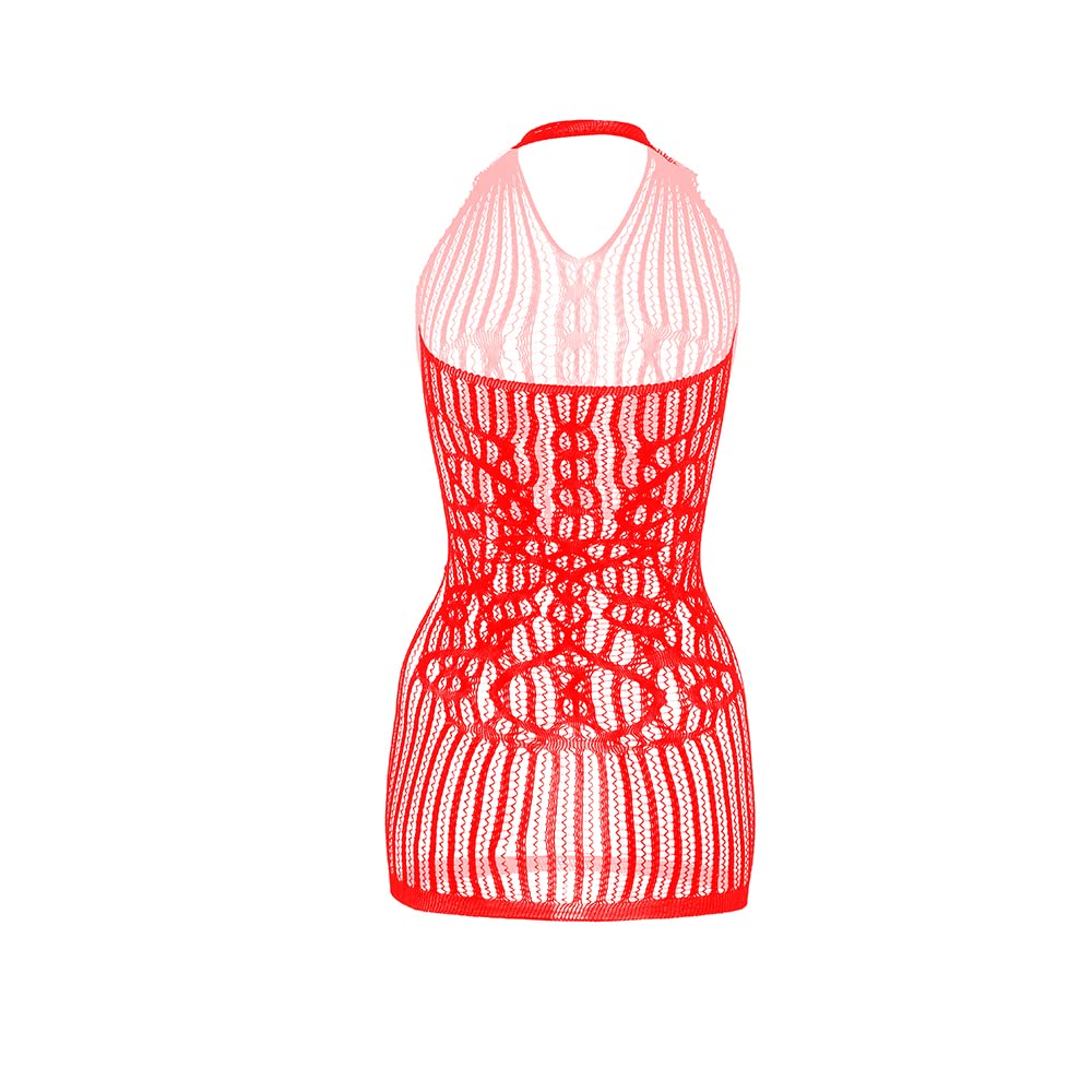 Sexy Fishnet Lingerie for Women - V-Neck Babydoll Sleepwear Dress One Size - Perfect for Valentine's Day, Boudoir Photography & Romantic Nights