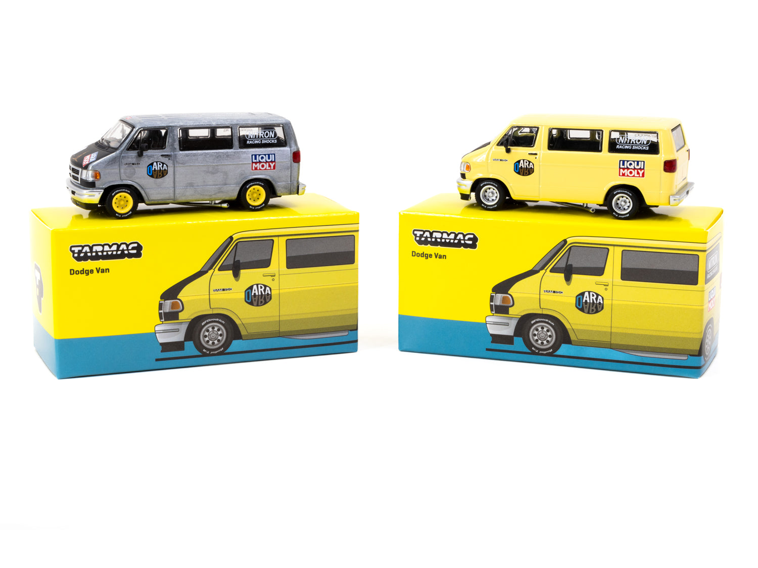 Tarmac Works 1/64 Scale Dodge Van Diecast Model Car in Yellow - Perfect for Collectors, Display & Diorama Scenes