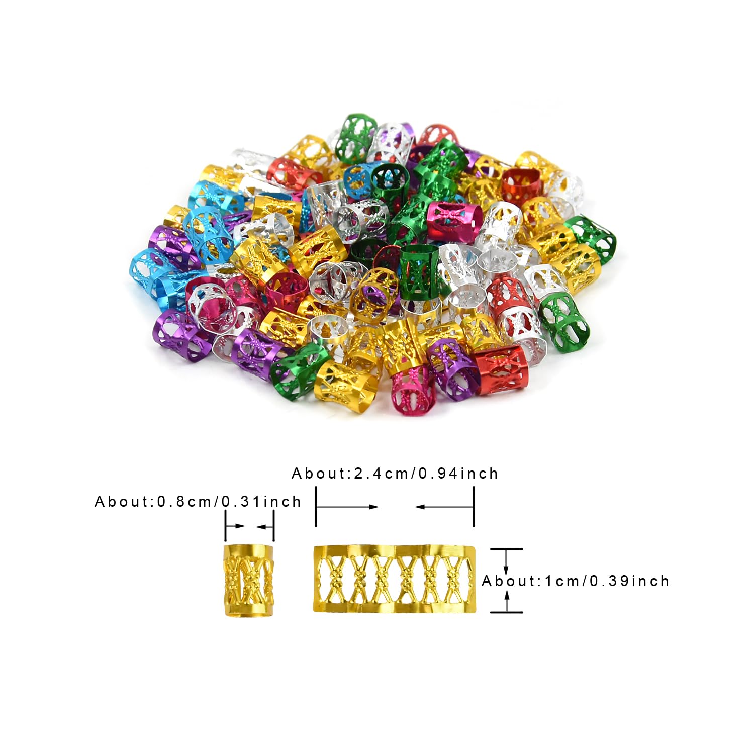 150 Pcs Aluminum Hair Beads & Rings for Braids & Dreadlocks - Adjustable Metal Hair Cuffs & Clips - Hair Jewelry Accessories for Women & Girls - Perfect for Parties, Weddings & Everyday Styling
