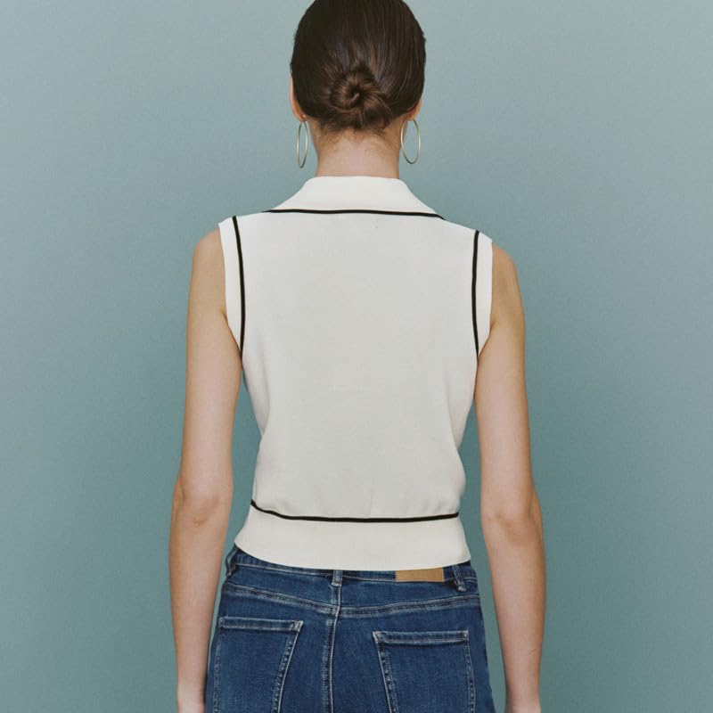 Women's Sleeveless V-Neck Button Down Knit Sweater Vest - 2024 Casual Summer Tops for Office, Layering & Outdoor Activities