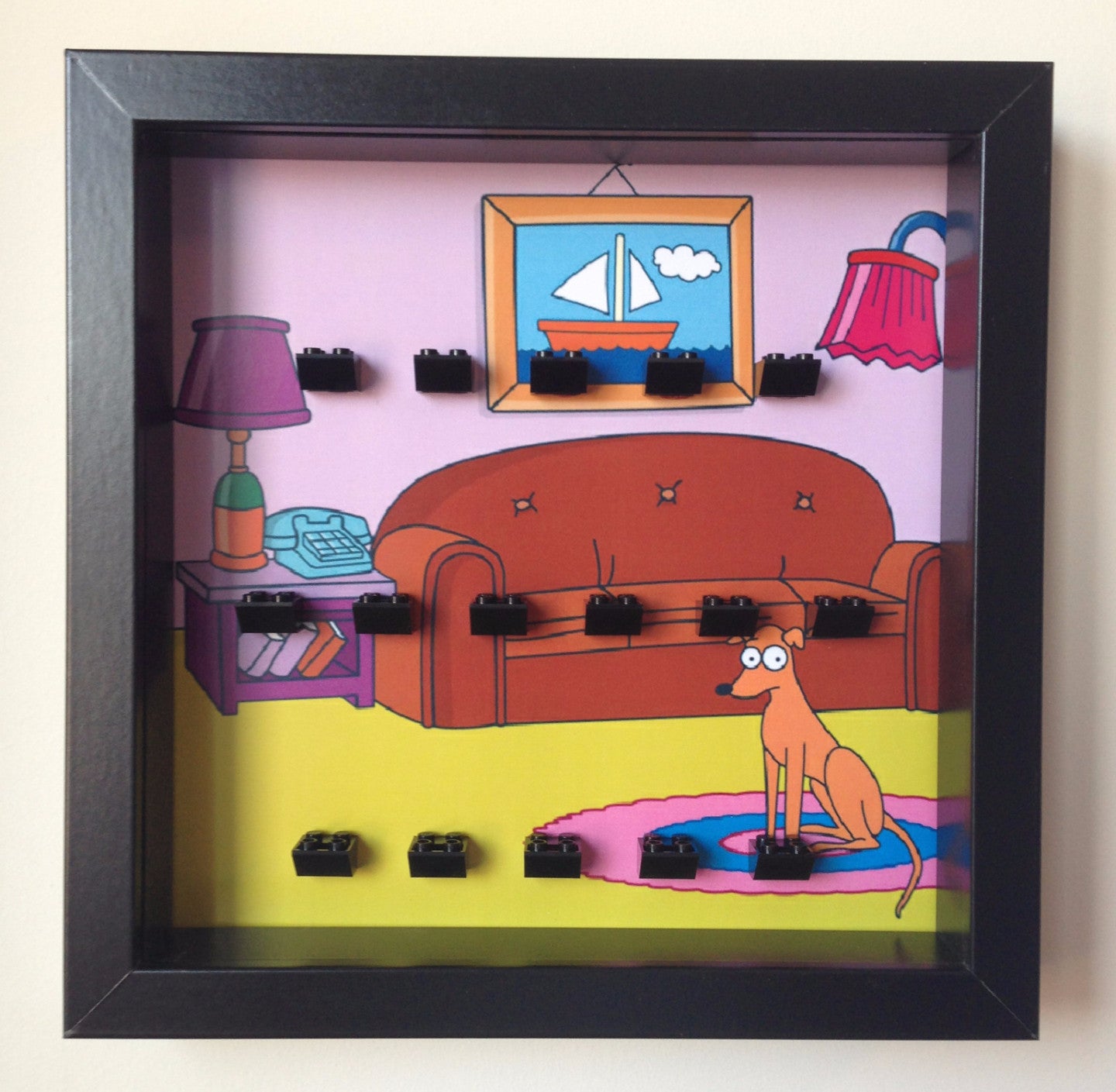 Lego® Simpsons Minifigures Display Stand - House Background Frame for Collectible Minifigures | Perfect for Showcasing Your Simpsons Lego Collection at Home or Office