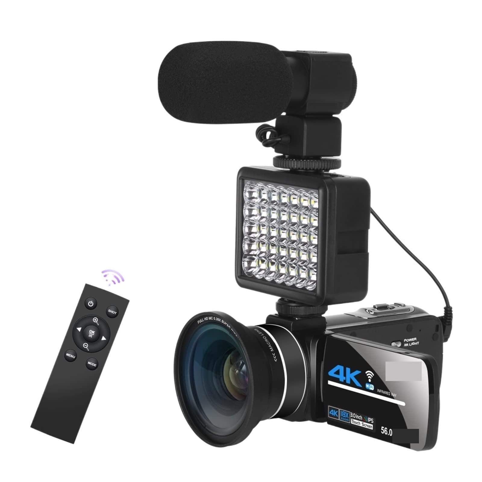 BODORME 4K Night Vision Video Camera with 16GB SD Card - Digital Camcorder for Outdoor Shooting, Vlogging, Streaming & Night Recording (NA-U800-LT) - Perfect for Travel Vlogging, Wildlife Observation & Home Security Monitoring