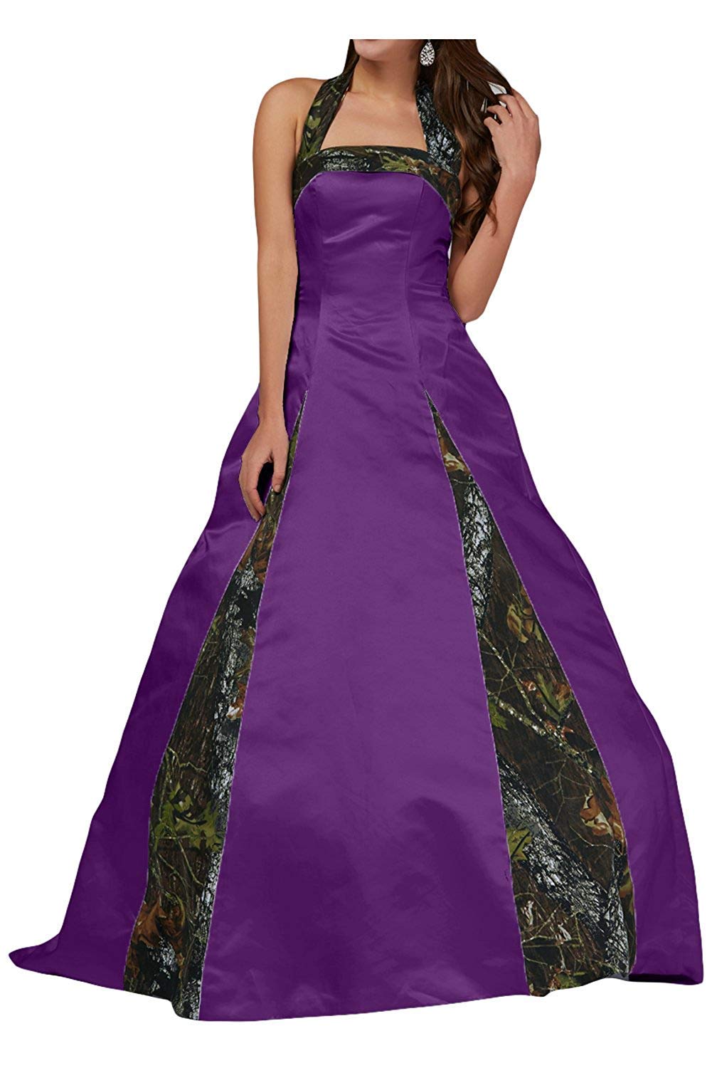 Elegant Ci-ONE Camo Wedding Dress | Halter Prom Gown | A-Line Cocktail & Long Homecoming Dress for Women | Perfect for Beach Weddings, Formal Dances & Special Occasions
