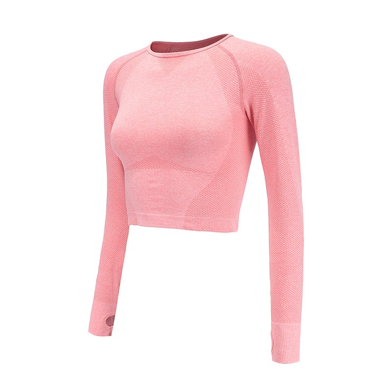 Seamless Yoga Shirts for Women - Vital Seamless Long Sleeve Crop Top with Thumb Holes - Fitted Gym & Workout Shirt - Perfect for Yoga, Running & Fitness Training
