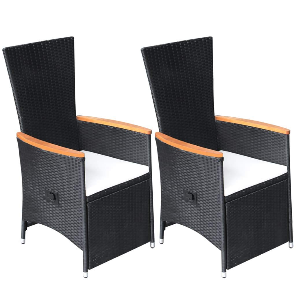 vidaXL 2-Piece Reclining Garden Chairs Set with Cushions - Poly Rattan Outdoor Lounge Chairs for Patio, Yard, Deck, Porch - Weather-Resistant & Comfortable (22.8